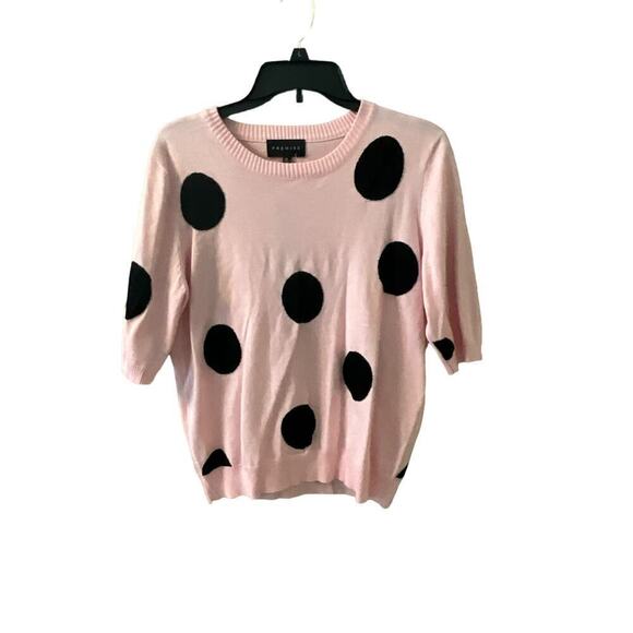 Premise Sweater Women's Size XL Pink Polka Dot Long Sleeve Pullover Crew Neck - Picture 1 of 6